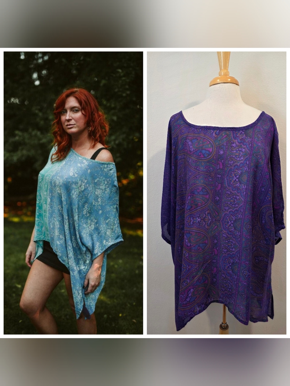 Indie Ella Camillee Paisley Purple Silk Flowy Tunic Top